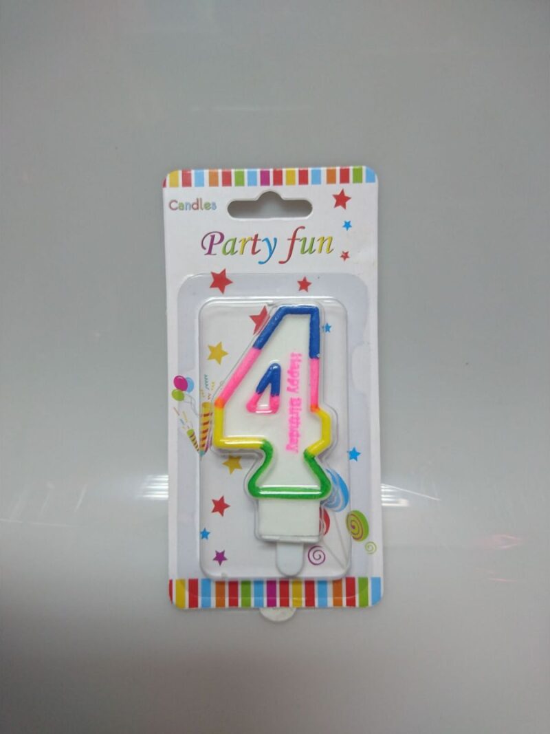 Svjećica Happy Birthday višebojna broj 4