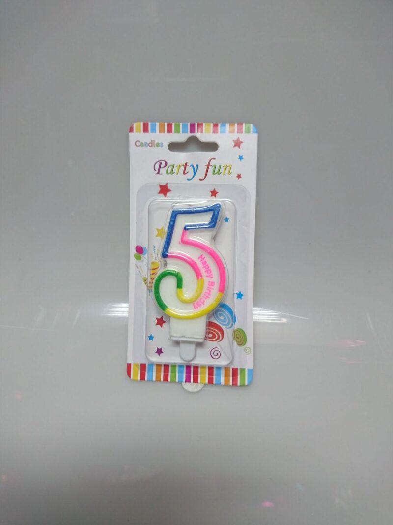 Svjećica Happy Birthday višebojna broj 5