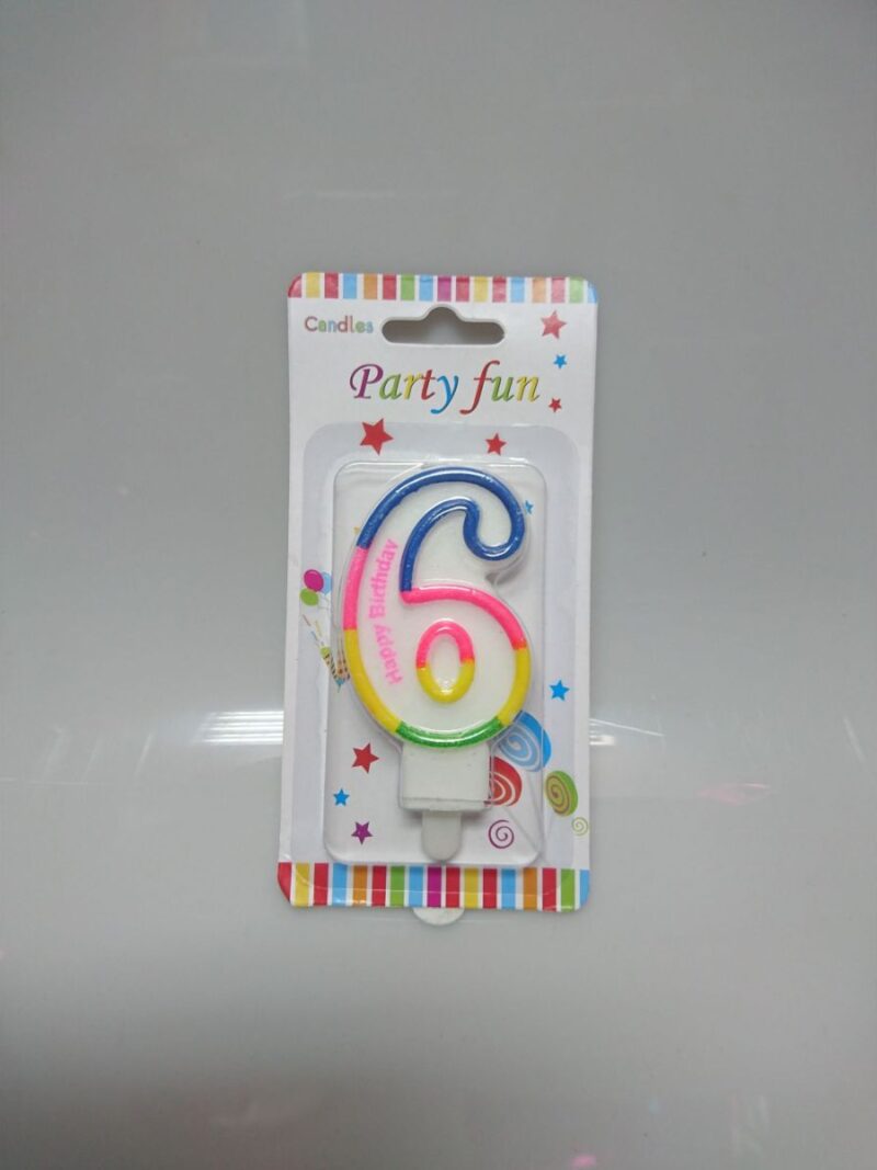 Svjećica Happy Birthday višebojna broj 6
