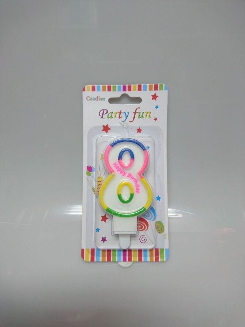 Svjećica Happy Birthday višebojna broj 8