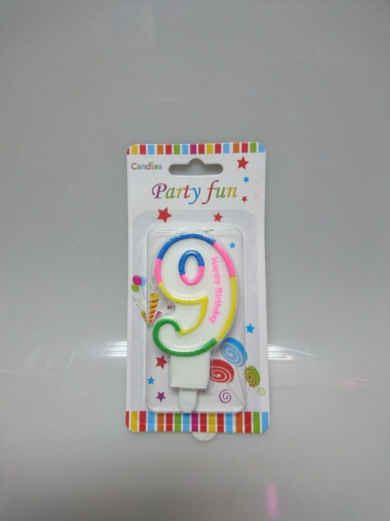 Svjećica Happy Birthday višebojna broj 9