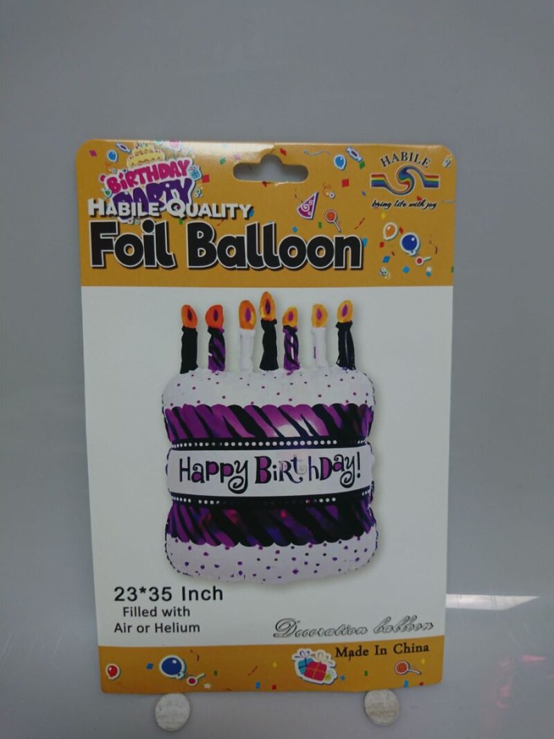 Folijski balon torta Happy Birthday ljubičasti 85x64cm