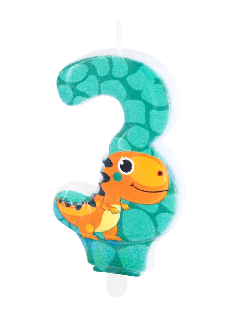 Svijeća za tortu s dinosaurima broj 3